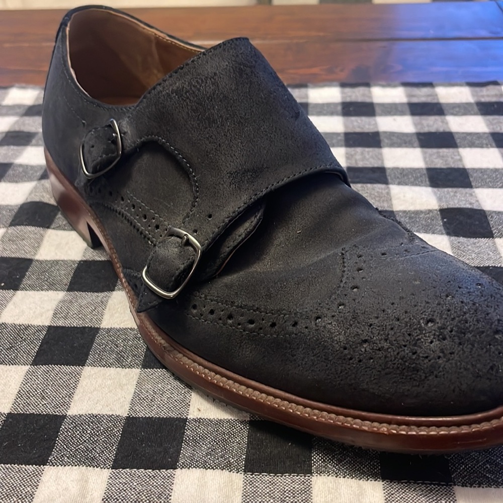 Trask Suede Wingtip Double Monk Strap - image 3